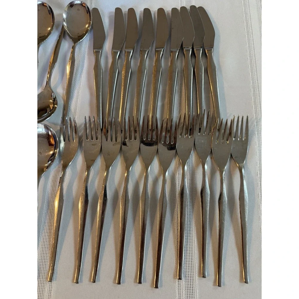 VTG NICA  Roneusil Rostfrei Stainless Flatware 31 Pc Set Germany MCM Modernist